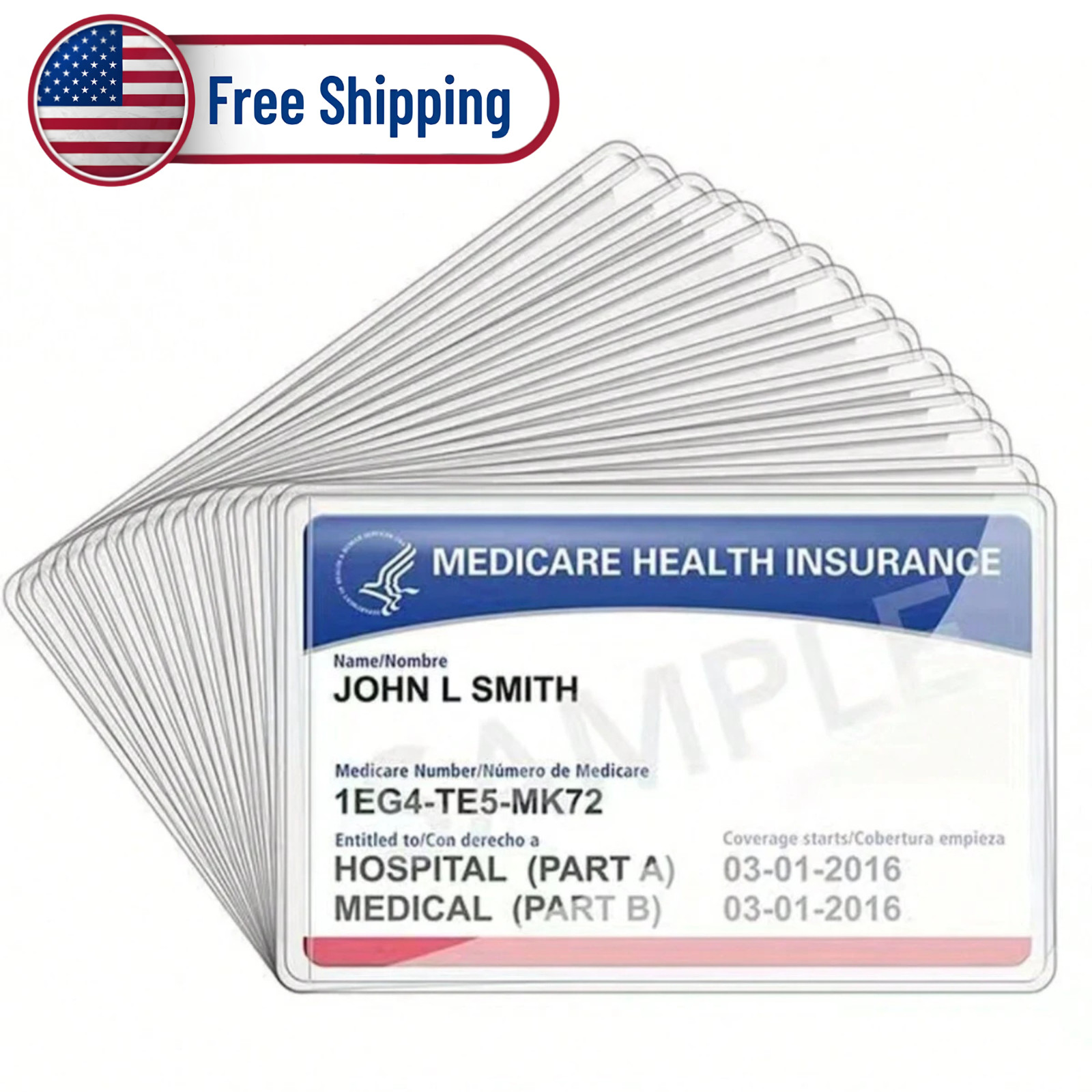 20PCS Clear PVC ID Credit Card Protector Sleeves Medical Card SSN Secure Covers