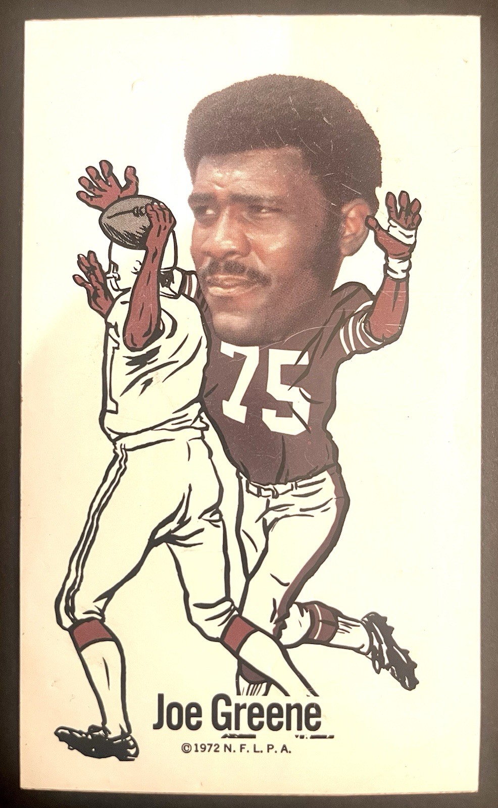 Joe Greene 1972 NFLPA Vinyl Sticker RECTANGULAR NEVER DIE CUT!