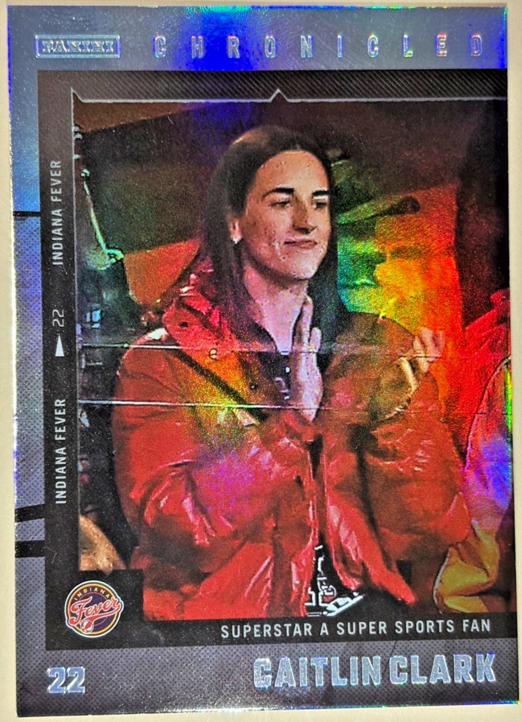 2025 Panini Caitlin Clark Chronicles Holo Foil # 58 Silver Chronicled Fever
