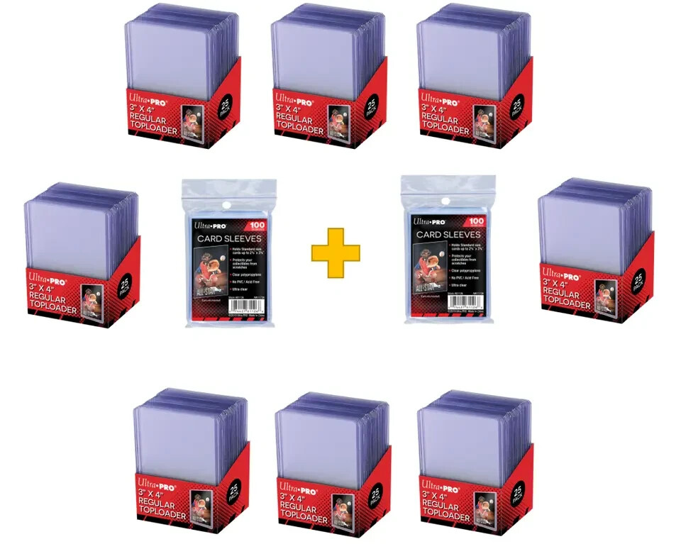 Ultra Pro – Regular Clear 3×4 Top Loaders & Soft Sleeves – 25, 50, 100, & 200!!!