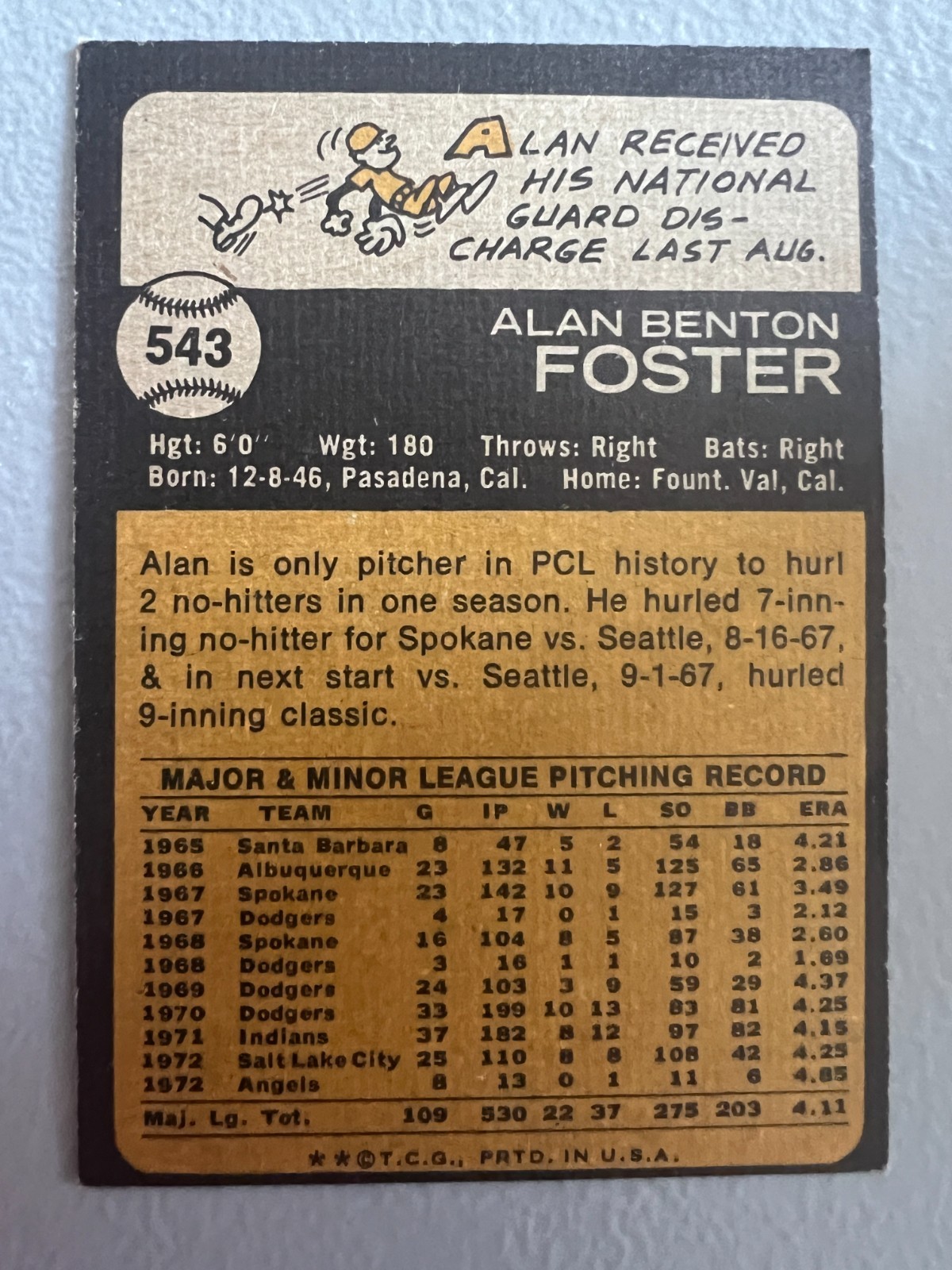 QTY: 1973 Topps Baseball – Alan Foster ( California Angels ) #543 – NM
