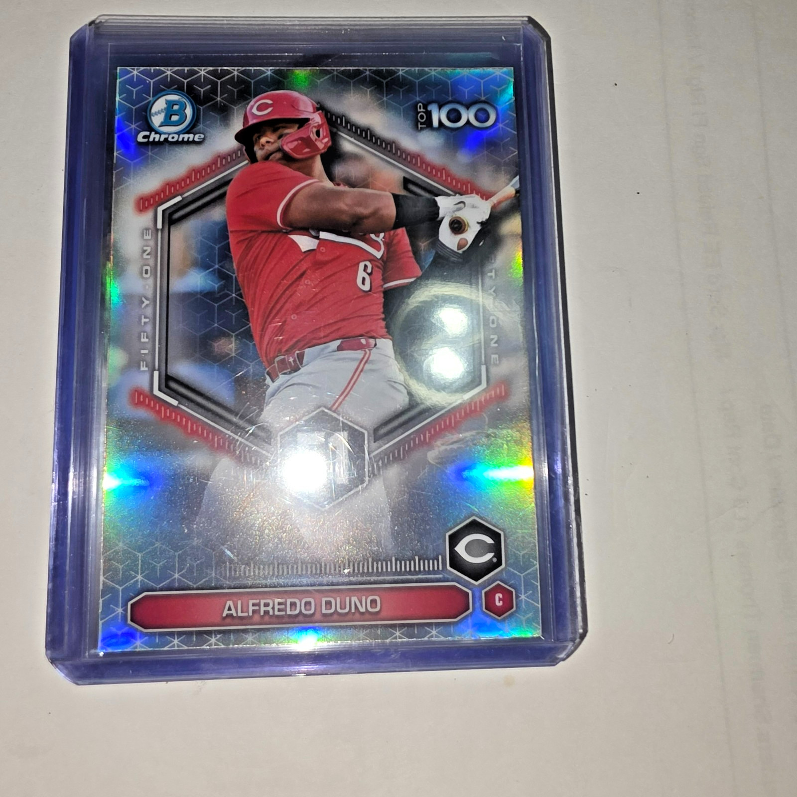 2026 BOWMAN TOP 100 PROSPECT SILVER MIRROR #BTP-51 ALFERDO DUNO RC – CINCINNATI