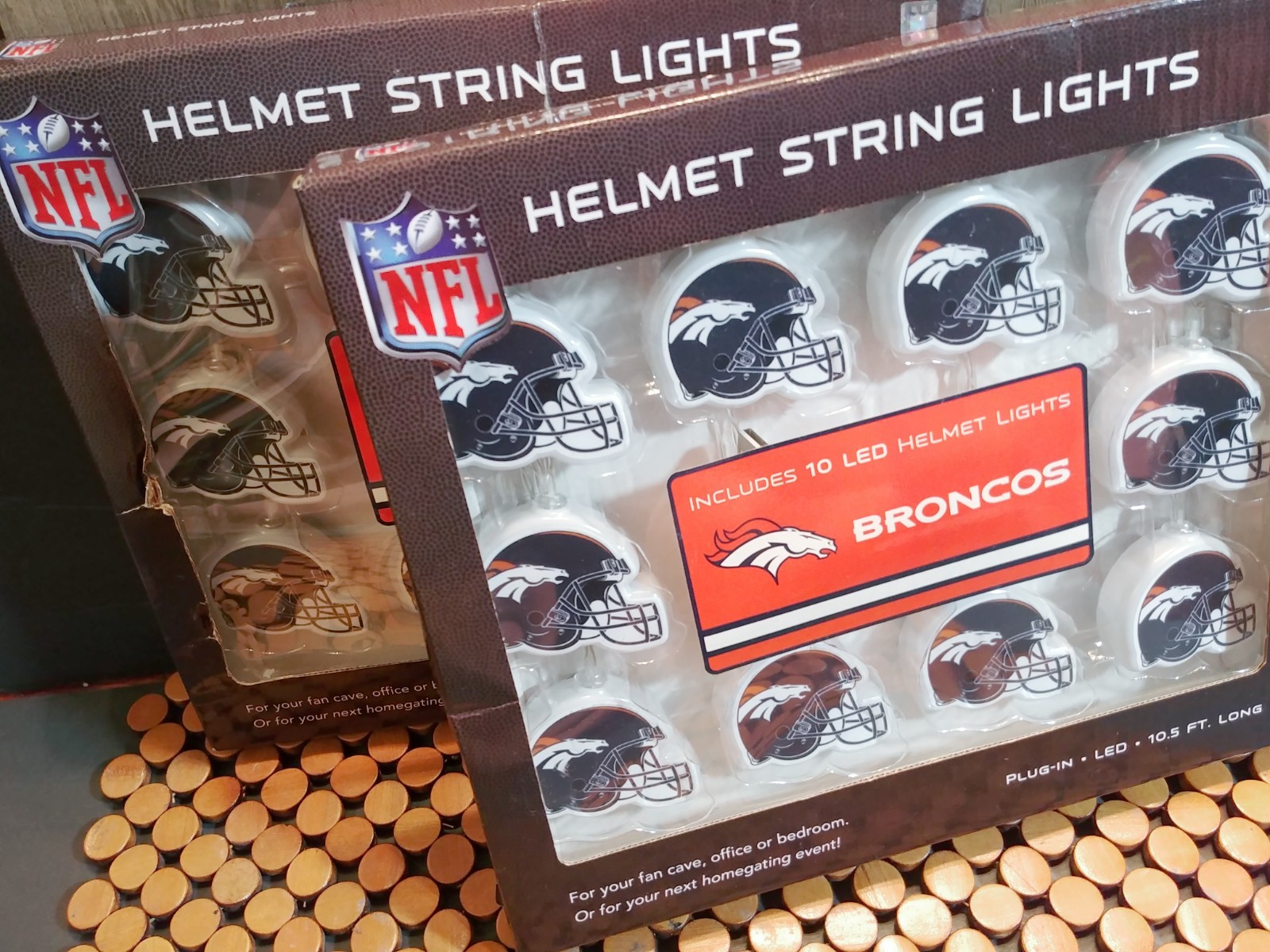 2 Sets ~ Party Animal Helmet String Fairy Lights ~ Denver Broncos New