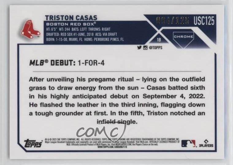 2023 Chrome Update Blue & Green Lava Lamp Refractor Triston Casas Rookie RC 14sr