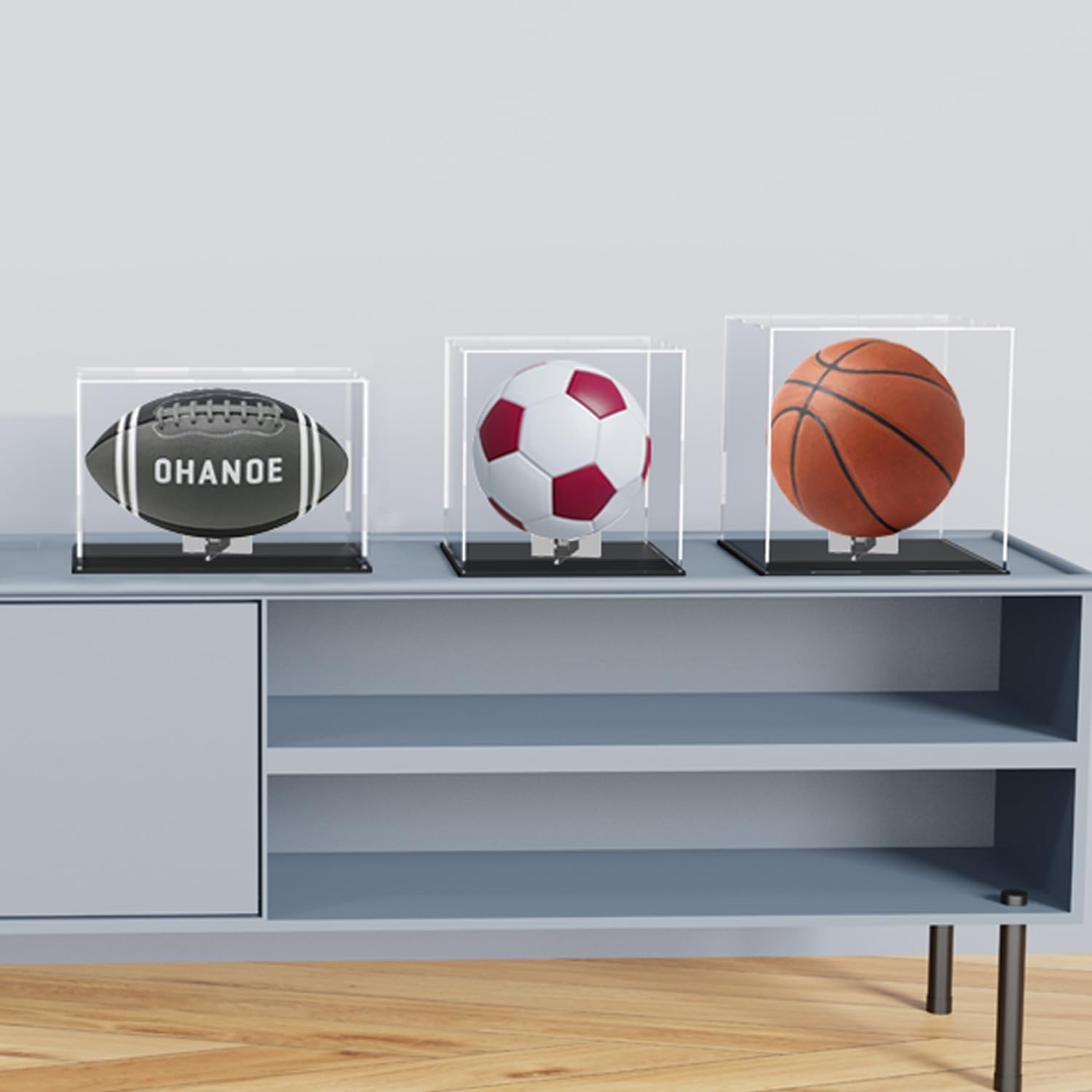 Acrylic Display Box with Removeable Ball Stand, Clear Acrylic Case for Full S…