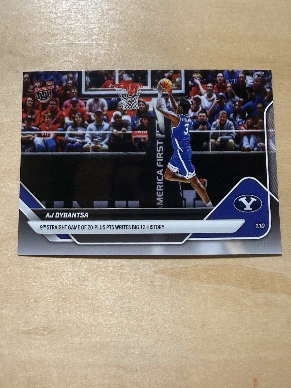 2026 Topps NOW 50 BOWMAN U AJ DYBANTSA BYU WASHINGTON WIZARDS NBA Pick 1