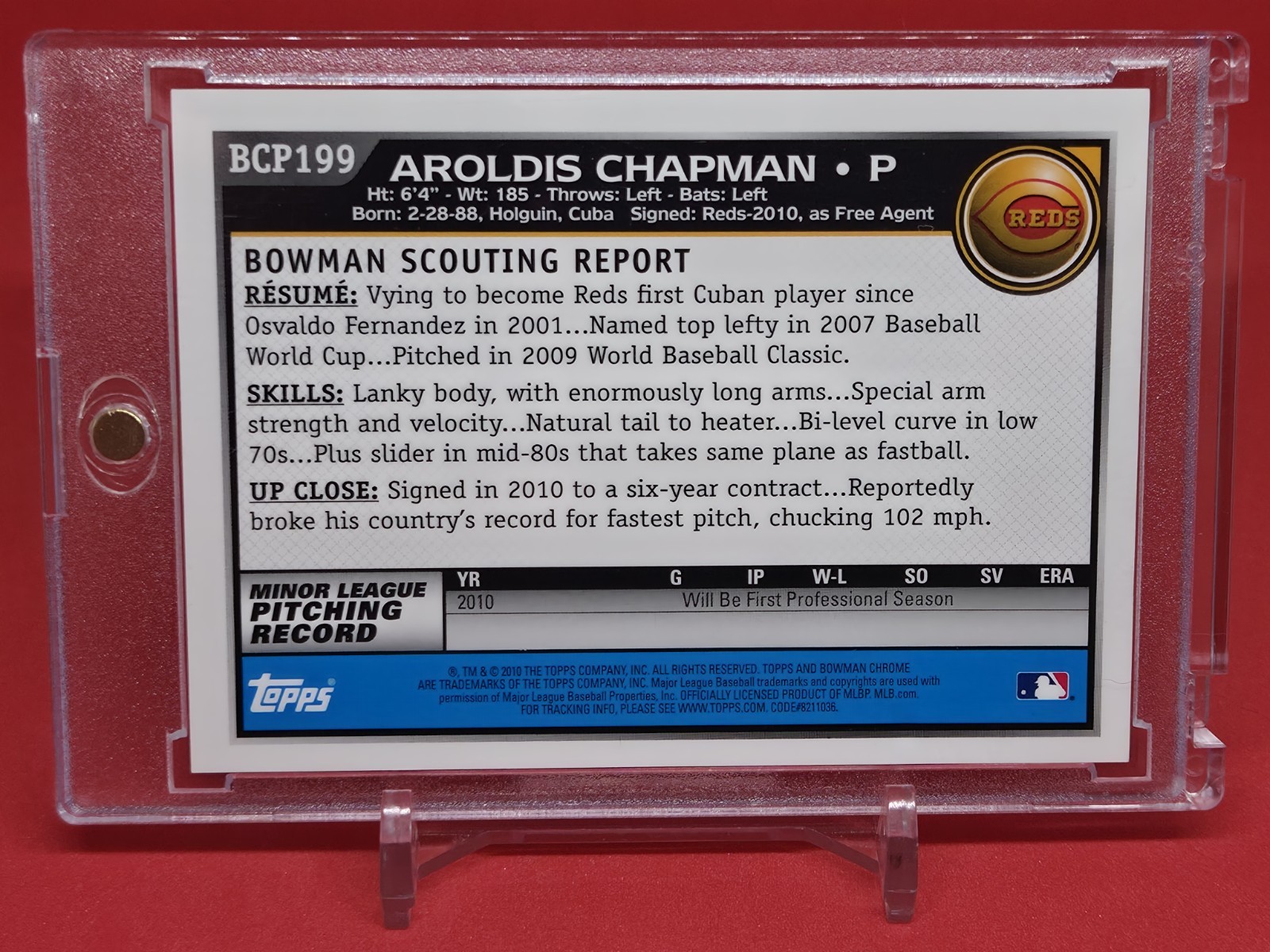 2010 Bowman Chrome Aroldis Chapman Rookie Autograph BCP-199 🔥THROWER!