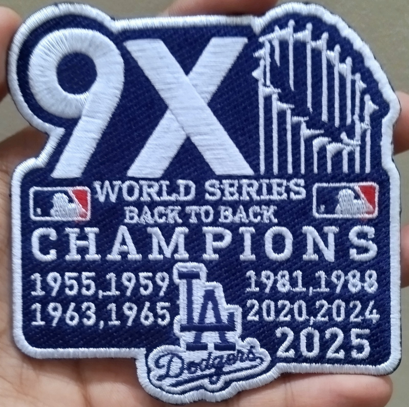 Dodgers 9x World Series Back to Back Champions Iron On Patch – Sew Patch