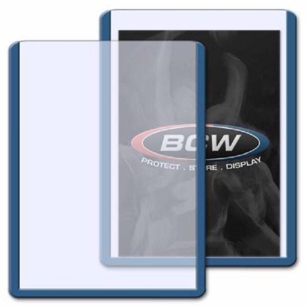 25 Quality BCW Toploader 3×4 Standard Trading Card Blue Border Holder Rigid PVC