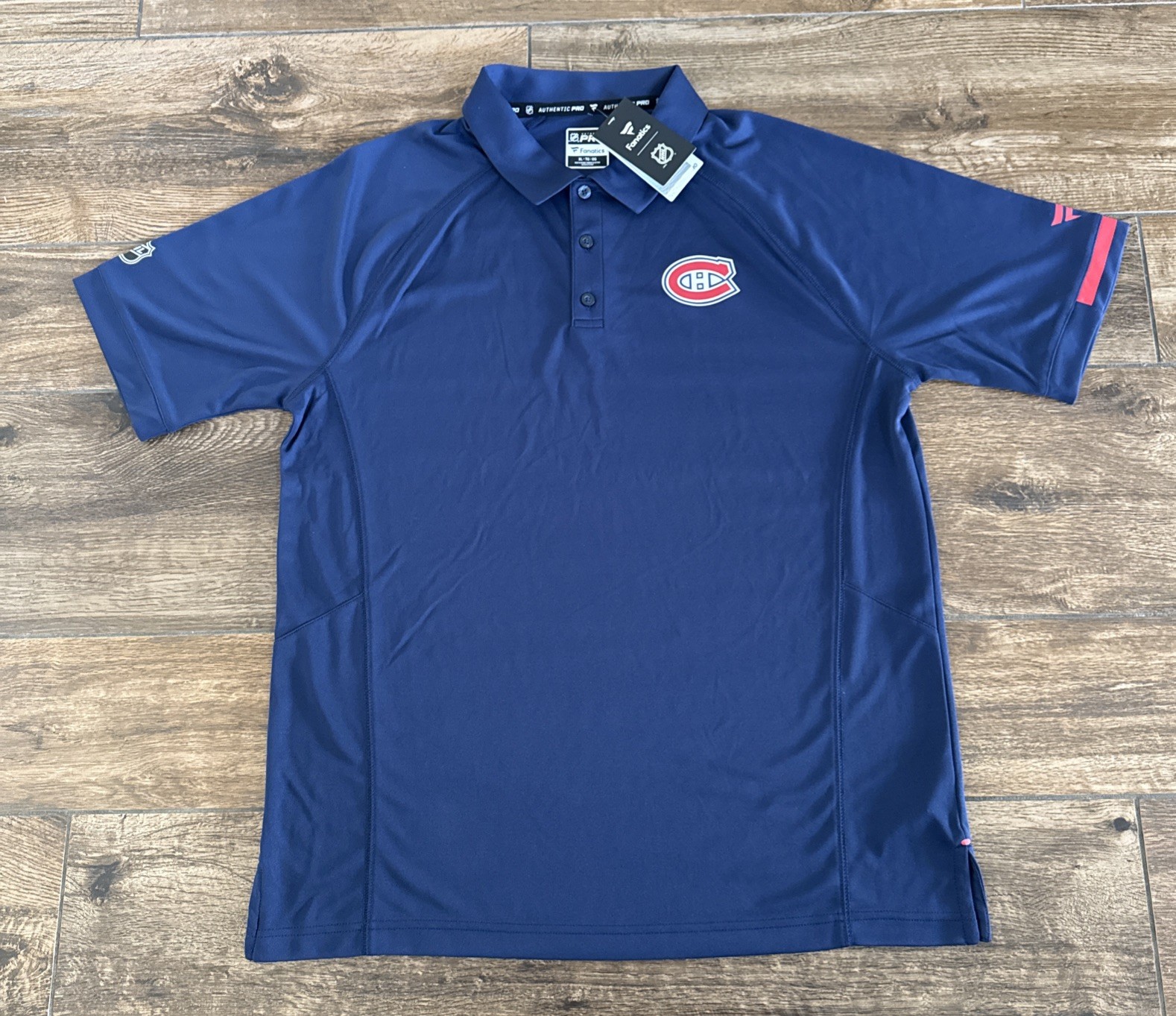 NEW Montreal Canadiens NHL FANATICS Men’s XL Navy Authentic PRO Polo Shirt TOP