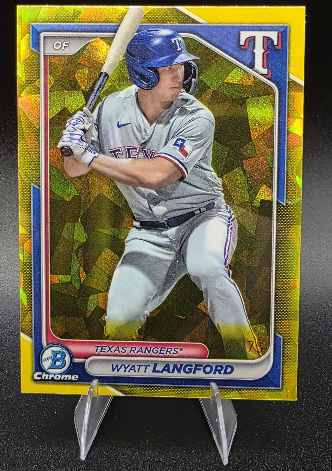 2024 Bowman Chrome Sapphire Prospects Wyatt Langford Yellow /75 #BCP-64