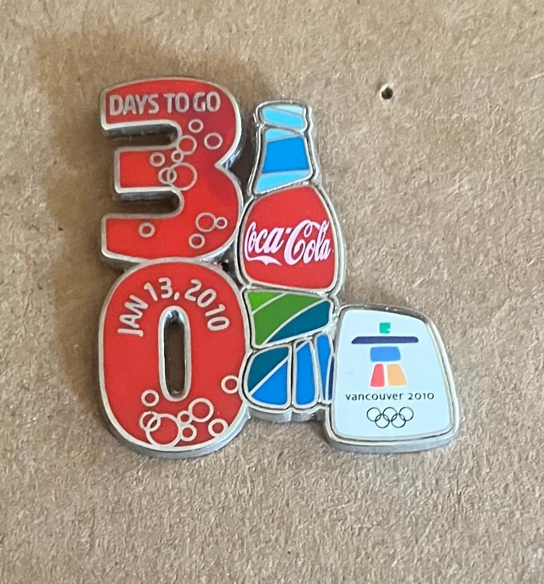 COCA COLA 30 DAYS TO GO VANCOUVER 2010 OLYMPIC PIN – 2026 MILAN-CORTINA TRADER