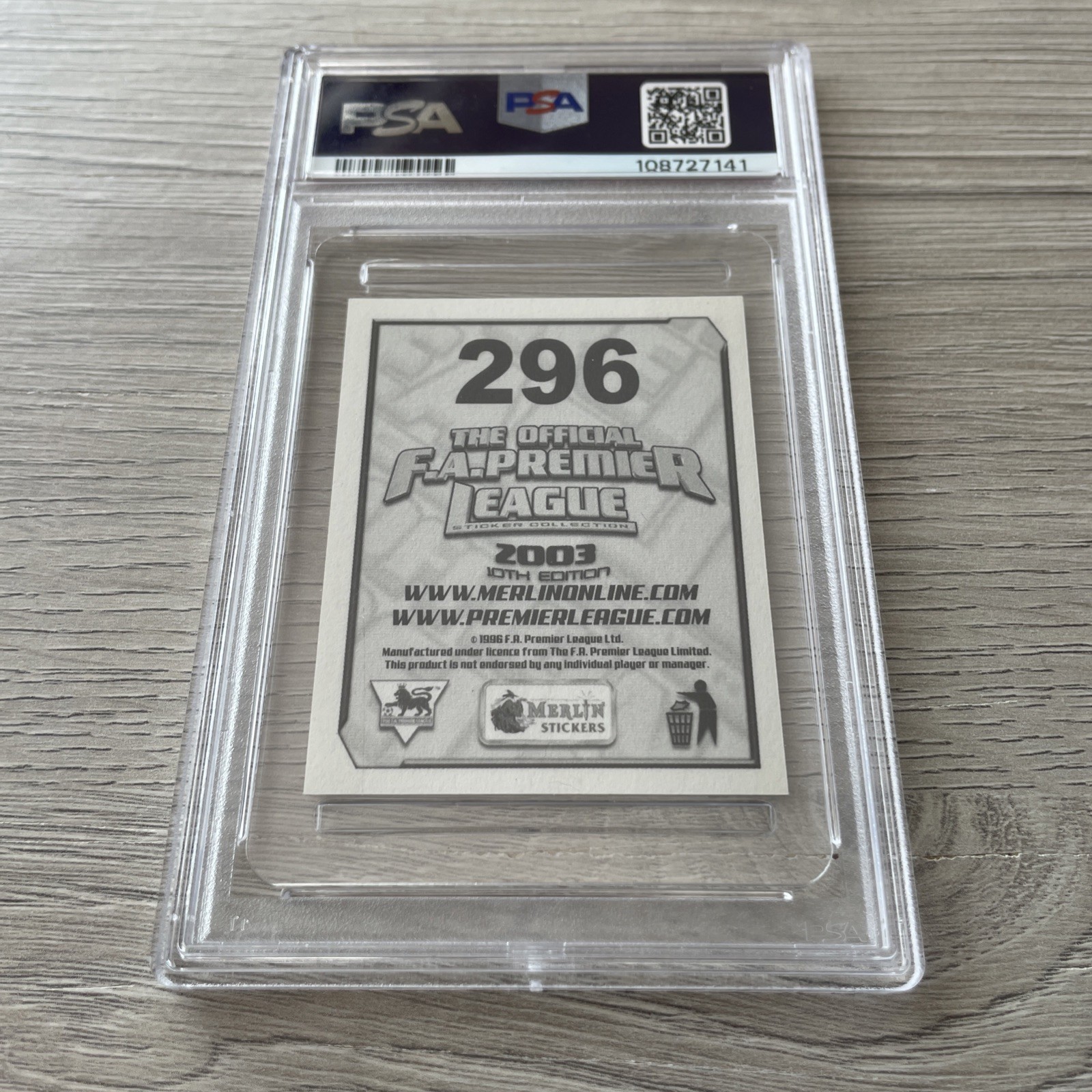 2003 Merlin Premier League #296 Wayne Rooney Rookie Sticker Black Back Rare PSA