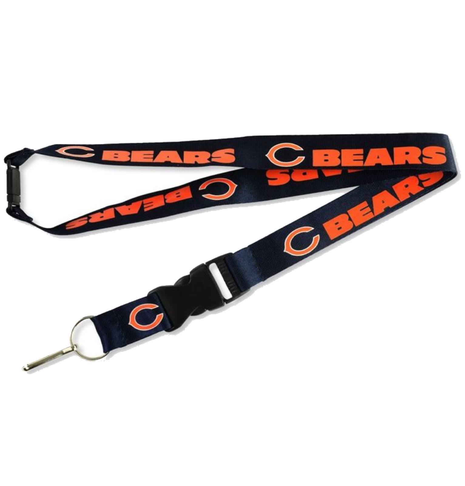 CHICAGO BEARS LANYARD NFL LICENSED NAVY BLUE ORANGE 24 INCHES HEAVY DUTY RIBBON
