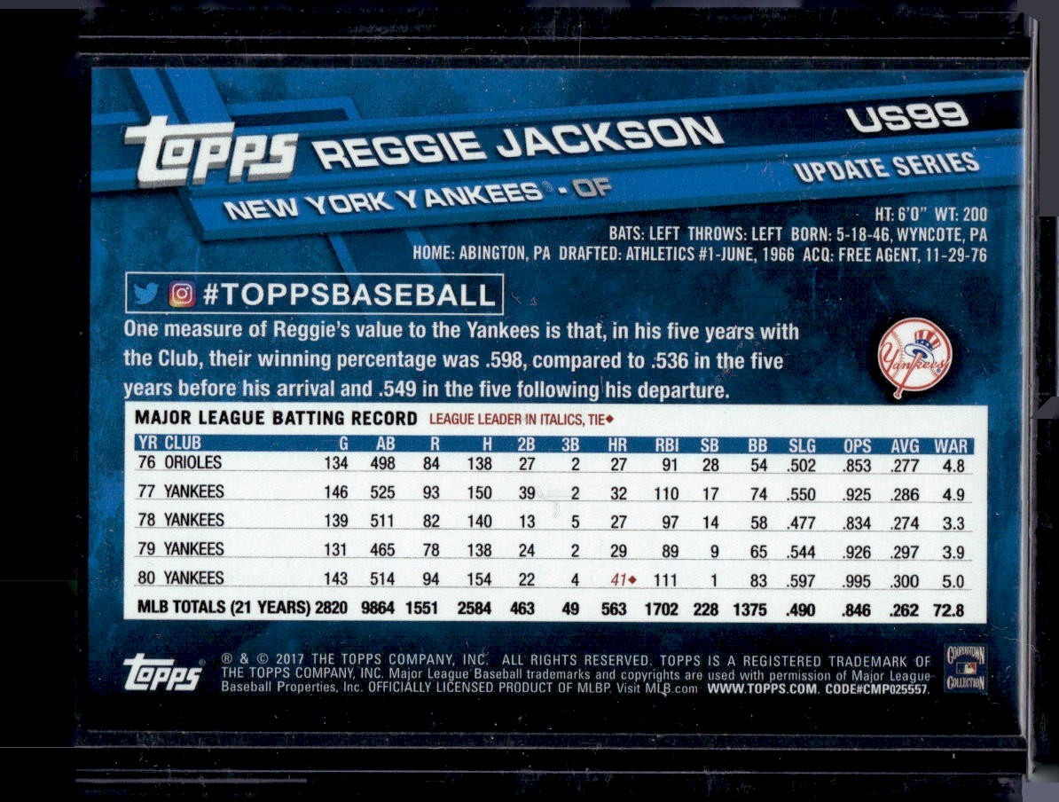 2017 Topps Update #US99B Reggie Jackson SP