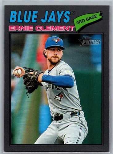 2026 Topps Heritage Dark Gray Border SP #21 Ernie Clement Toronto Blue Jays