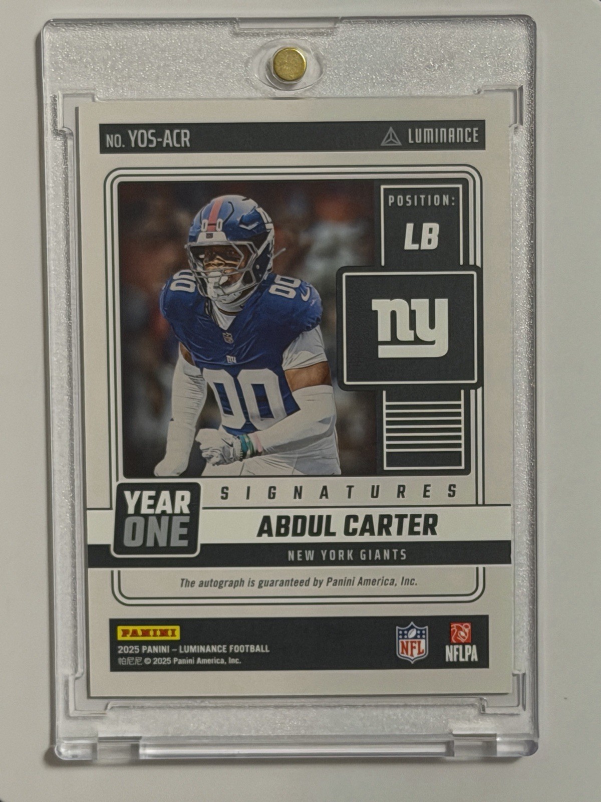 2025 Panini Luminance – Year One Rookie Auto Abdul Carter Red Ink Hard Signed
