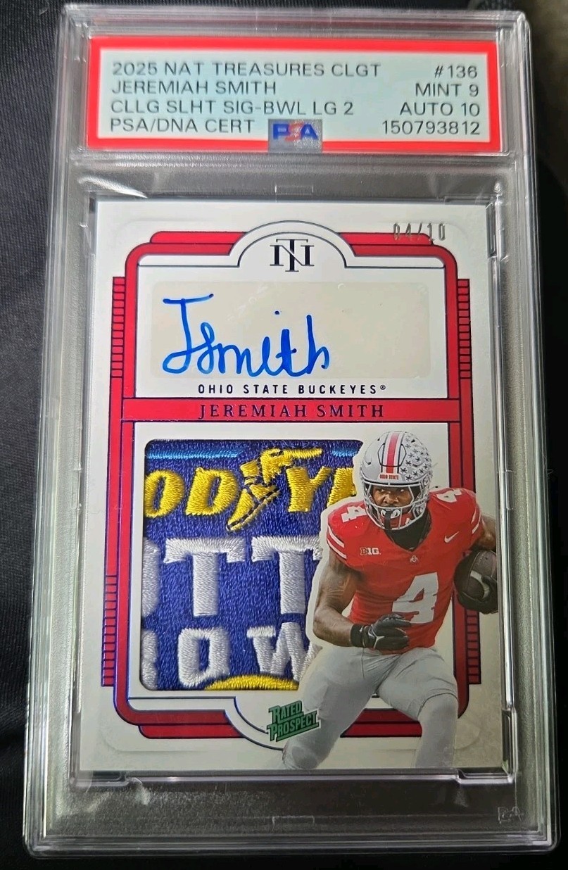 2025 National Treasures Jeremiah Smith RPA Patch Auto PSA 9/10 Jersey Match 4/10