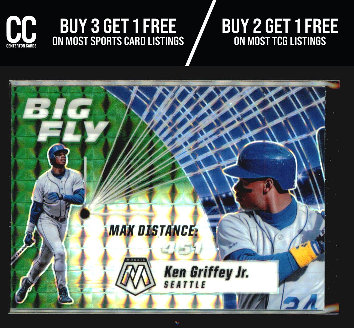 2021 Panini Mosaic #BF5 Ken Griffey Jr. Big Fly Mosaic Green Seattle Mariners