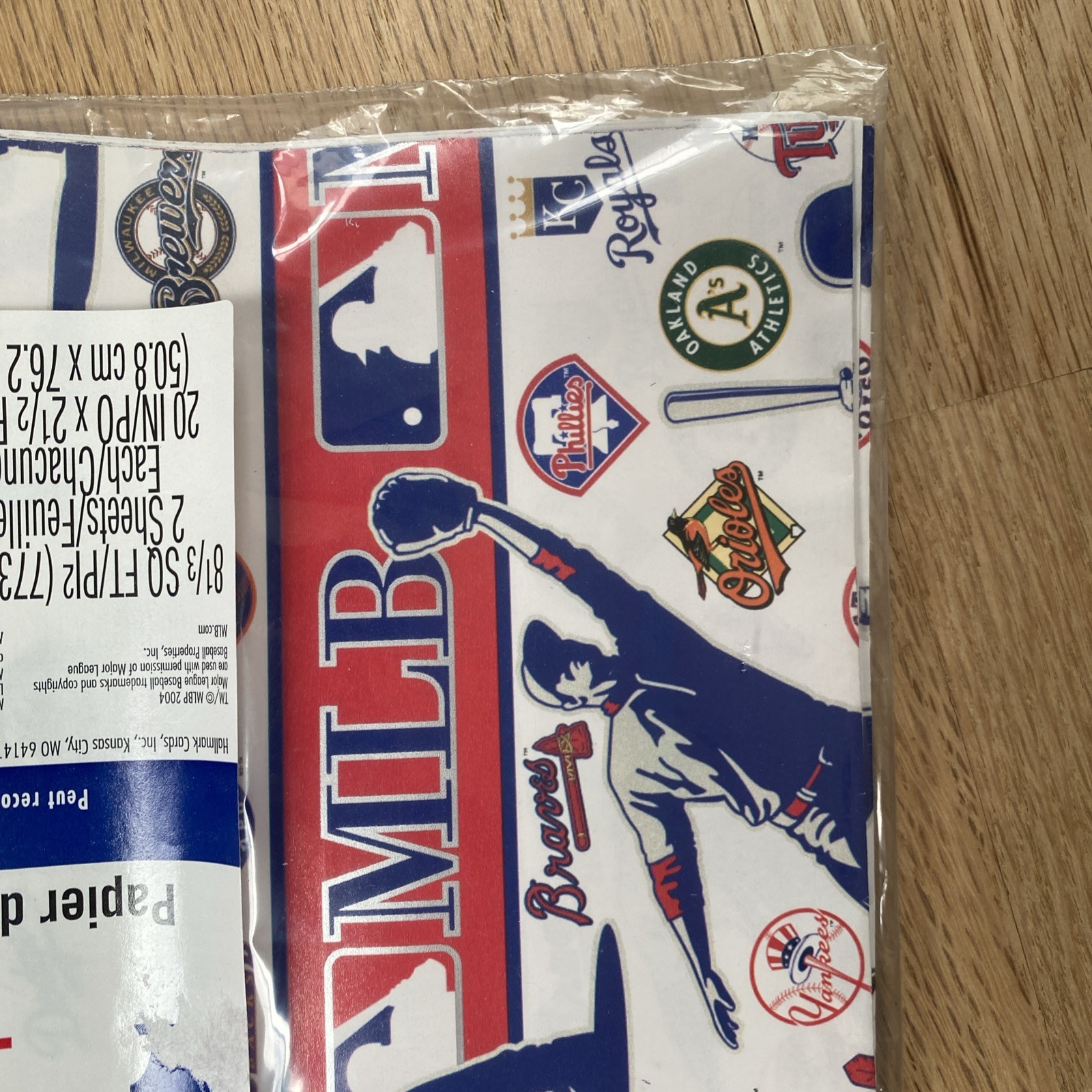 Vintage 2004 MLB All Teams Wrapping Paper Gift Wrap Birthday Holiday Rare