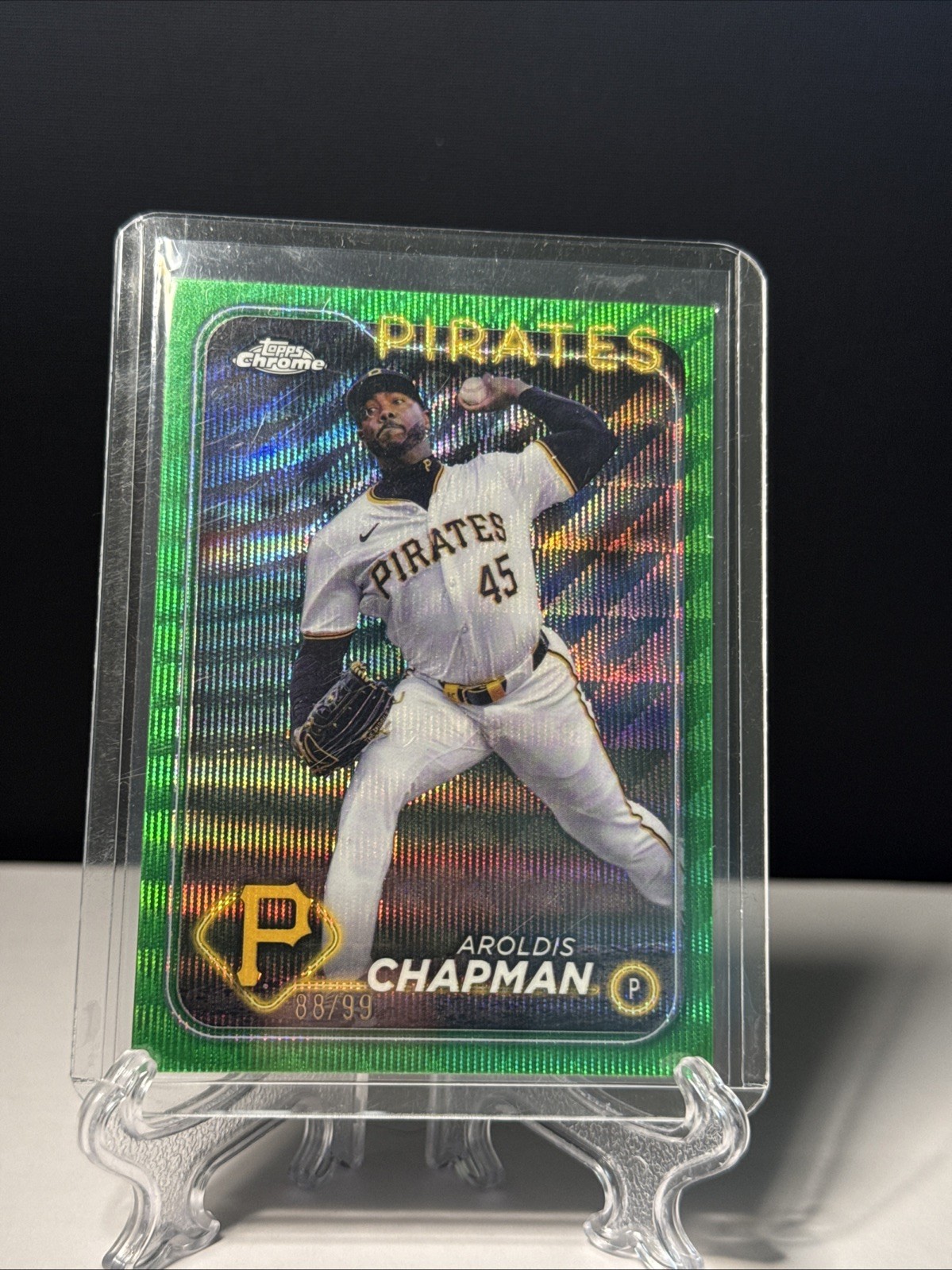 Aroldis Chapman 2024 Topps Chrome Update Series Green Wave /99 #USC6 Pirates🔥⚾️