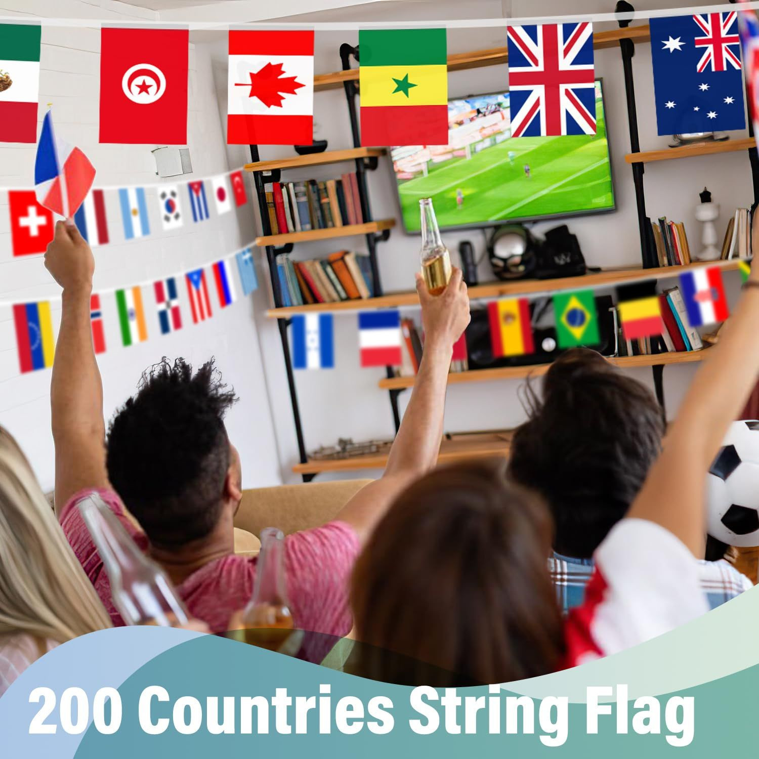200 Countries String Flag – 184Ft World Banner 200 flags, Multicolored