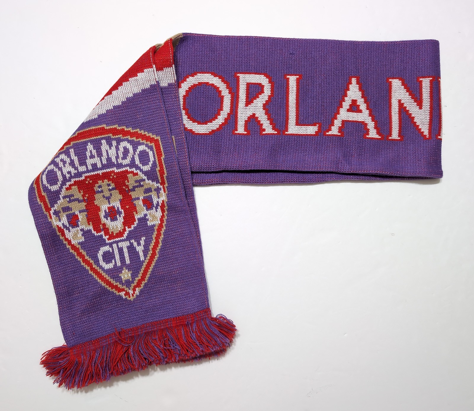Vintage Orlando City Soccer Club OCSC Ruffneck Scarf Purple Red USL