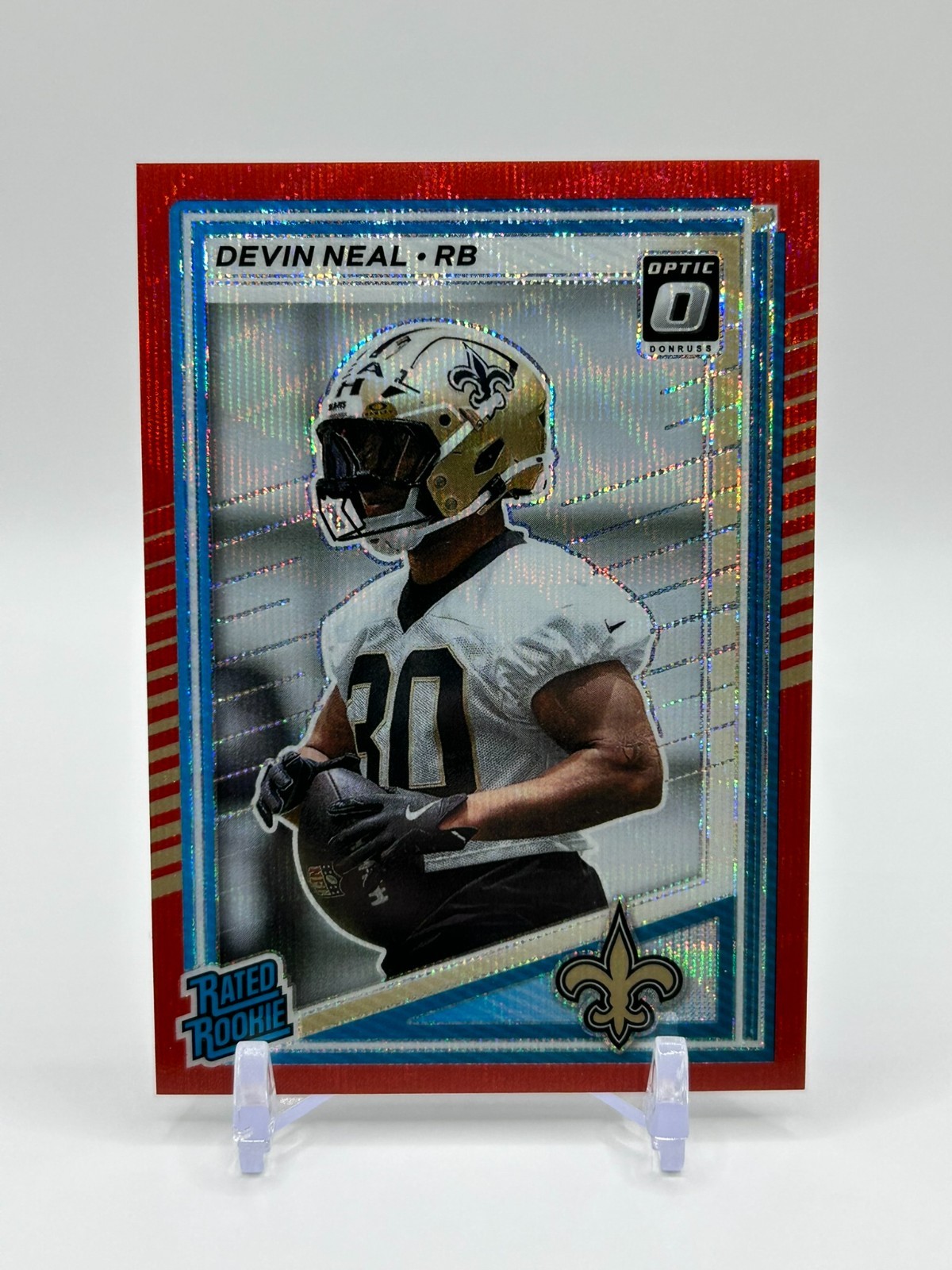 2025 Panini Donruss Devin Neal RC Rookie Red Wave Prizm #359 Saints