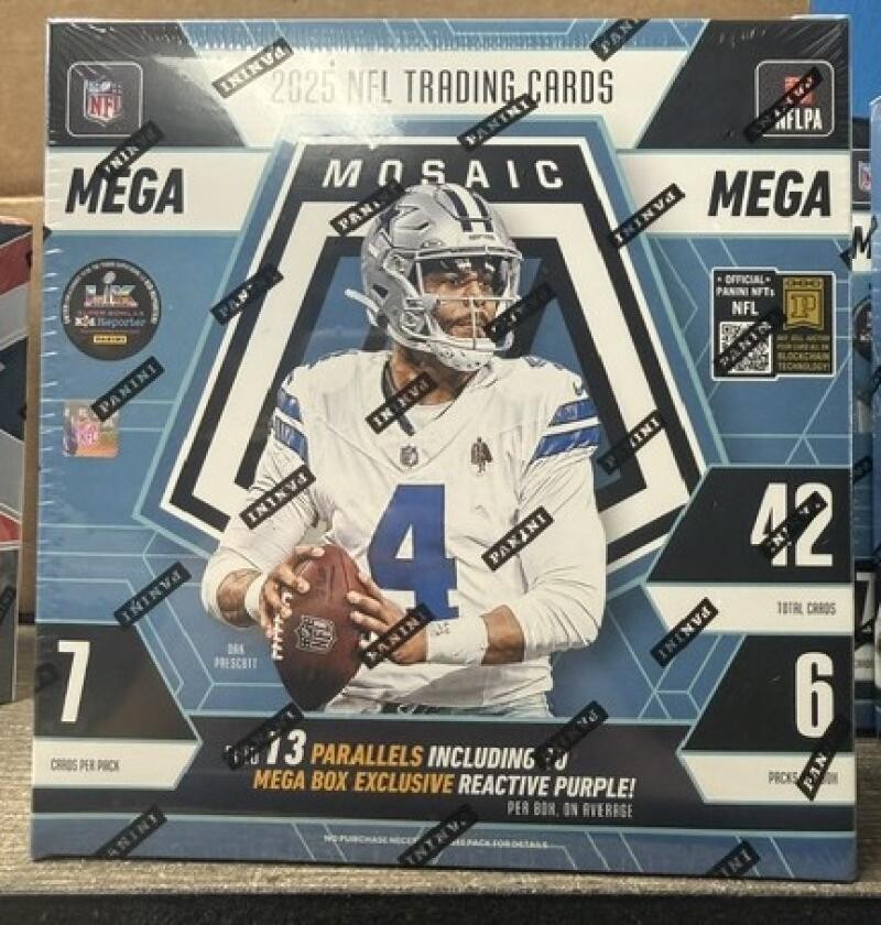 2025 Panini Mosaic NFL Football Mega Box FACTORY SEALED 6 packs; 7 cards/pack