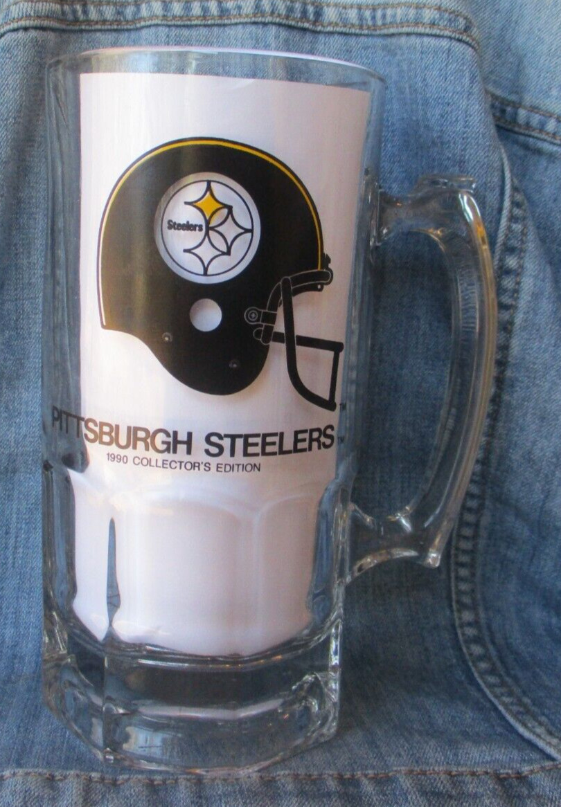 PITTSBURGH STEELERS Slim Jim 8″ Glass Mug 32 Ounces NFL Football