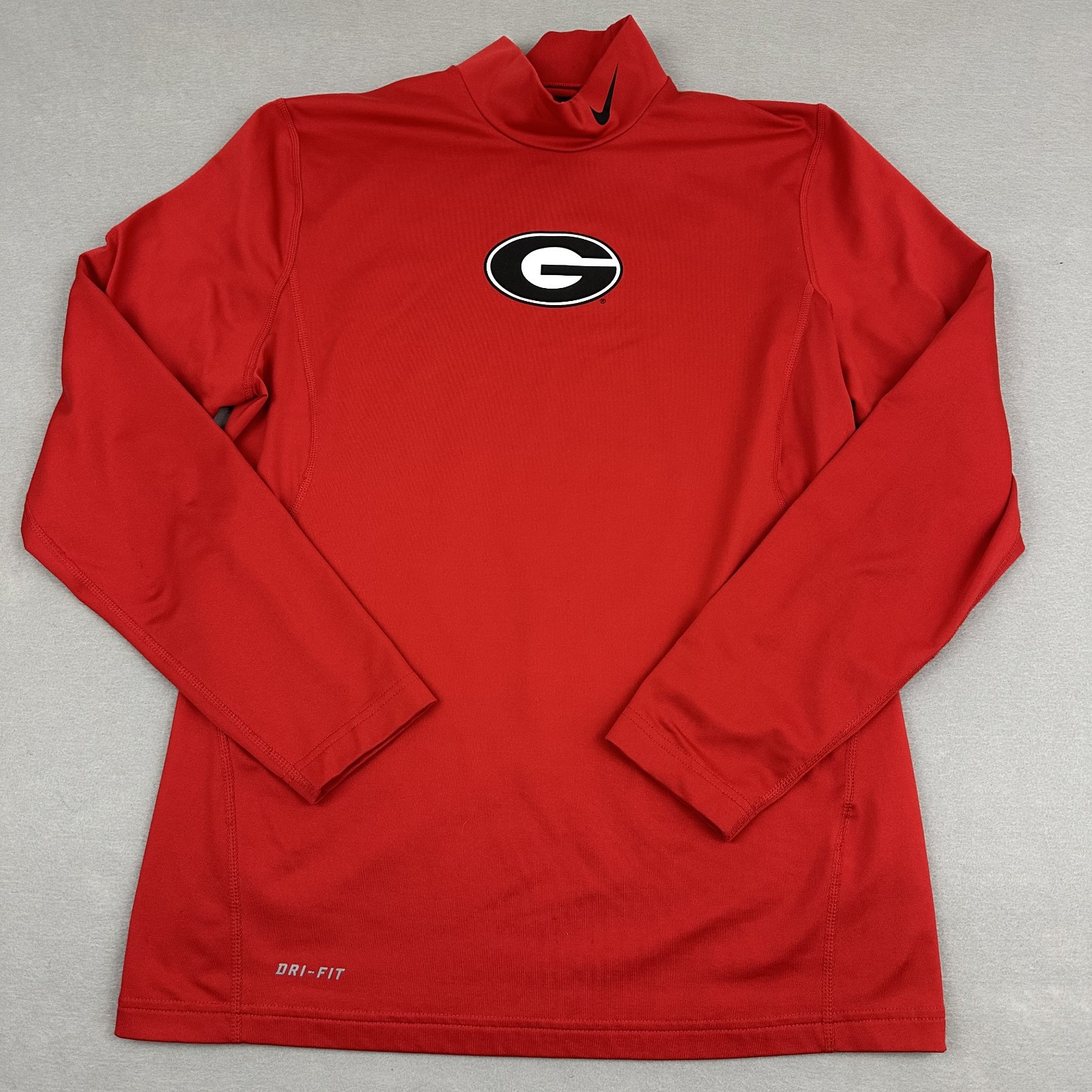 Georgia Bulldogs Shirt Men Medium Red Solid Nike Mock Neck SEC Football M *