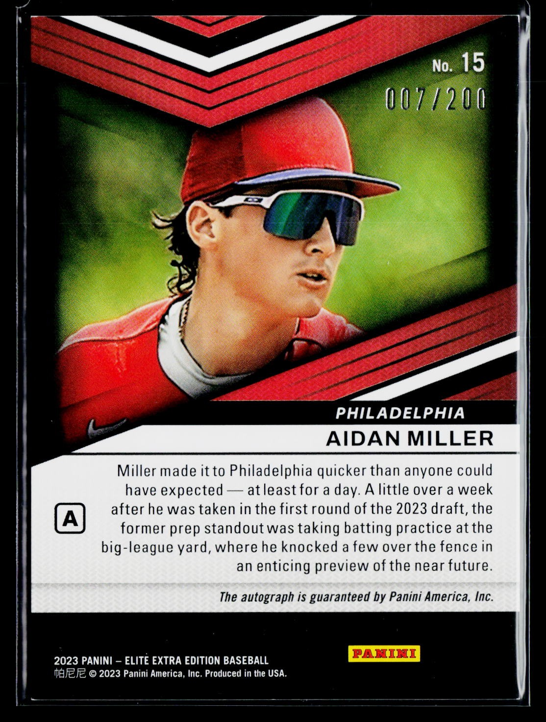 2023 Panini Elite Extra Edition Aidan Miller Signatures Prime Numbers /200 SN,AU