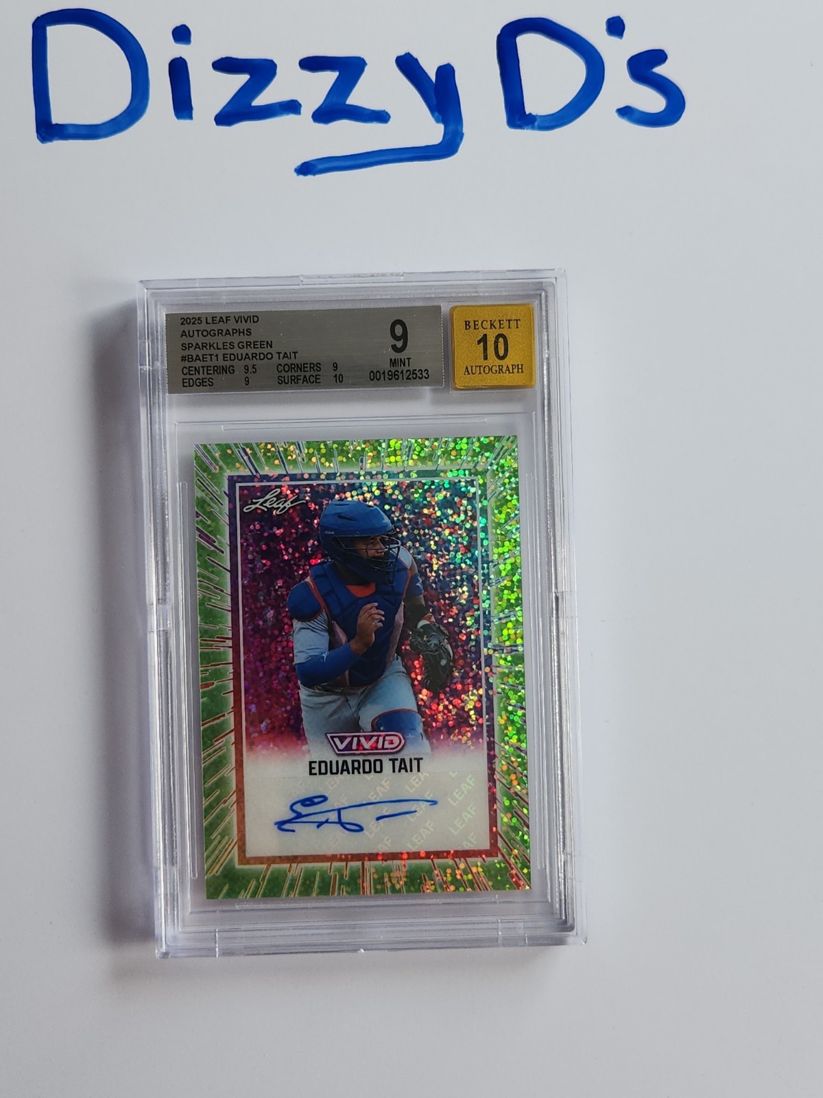 2025 Leaf Vivid Autographs Sparkles Green #BA-ET1 Eduardo Tait BGS 9 Mint Read