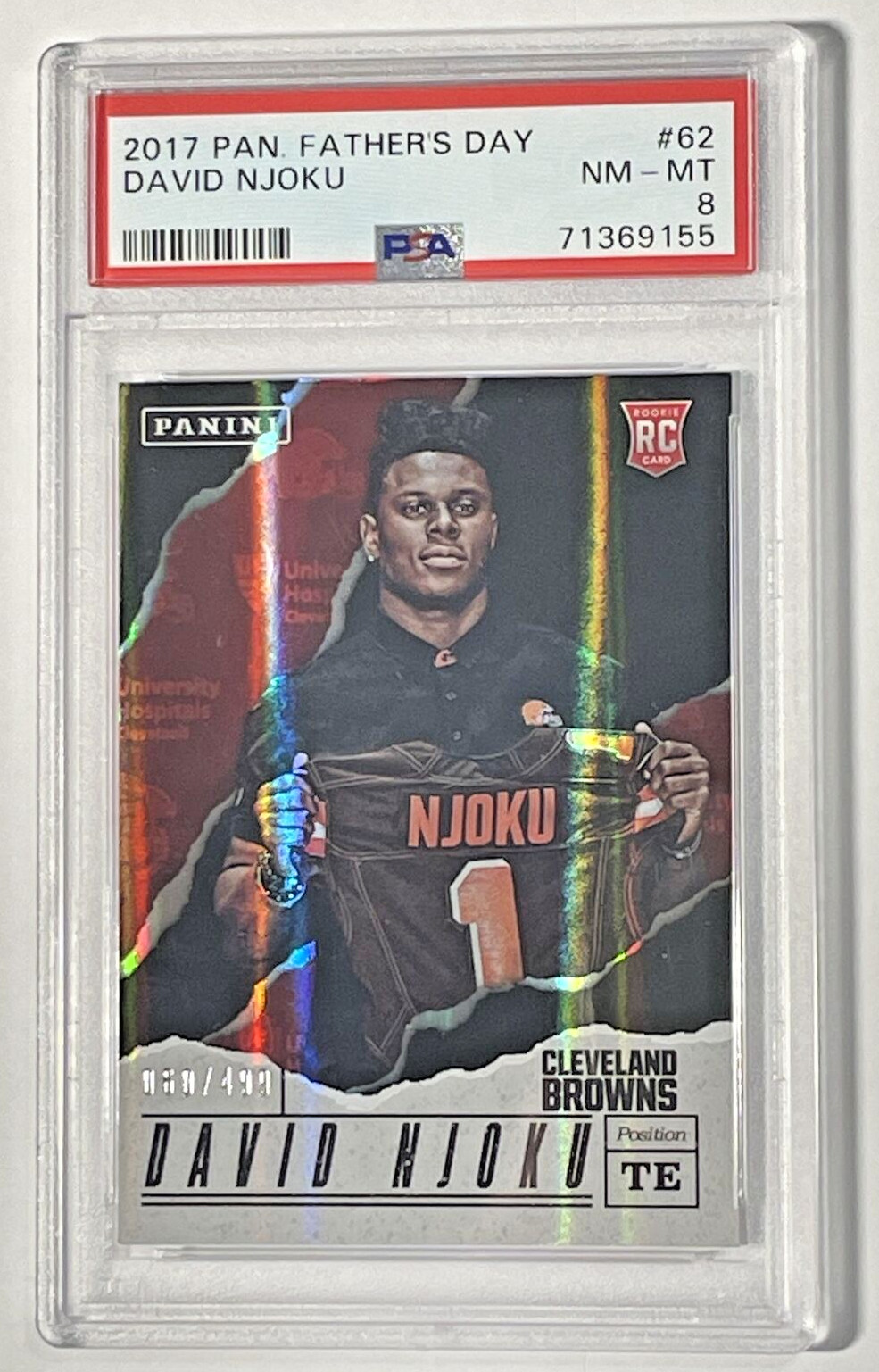 2017 PANINI FATHERS DAY DAVID NJOKU ROOKIE CARD #62 (60/499) PSA 8 NM-MINT!