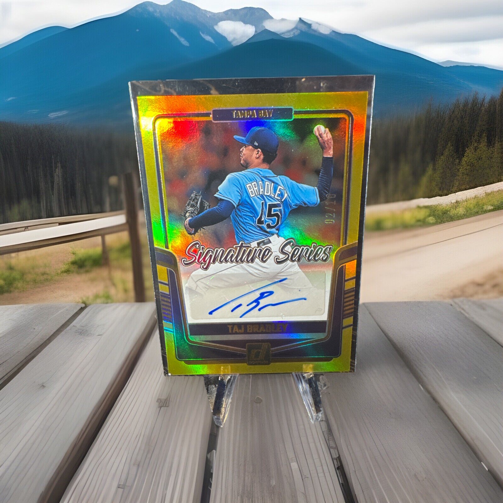 2024 Donruss Signature Series Autograph Taj Bradley #SS-TB Gold /10 TB Rays