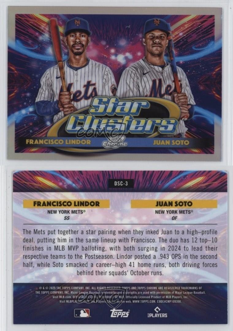 2025 Topps Cosmic Chrome Star Clusters Juan Soto Francisco Lindor #DSC-3 1b6v