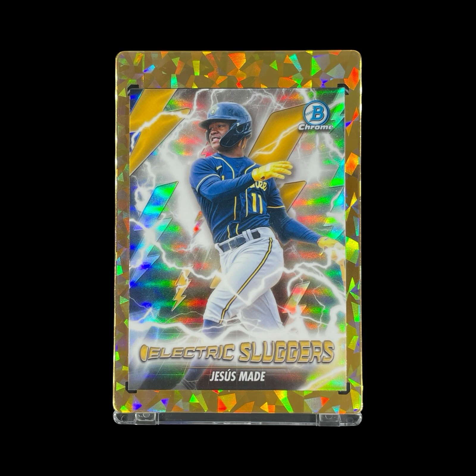 JESUS MADE ROOKIE LIGHTNING REFRACTOR 2026 Bowman Chrome Electric Sluggers Card