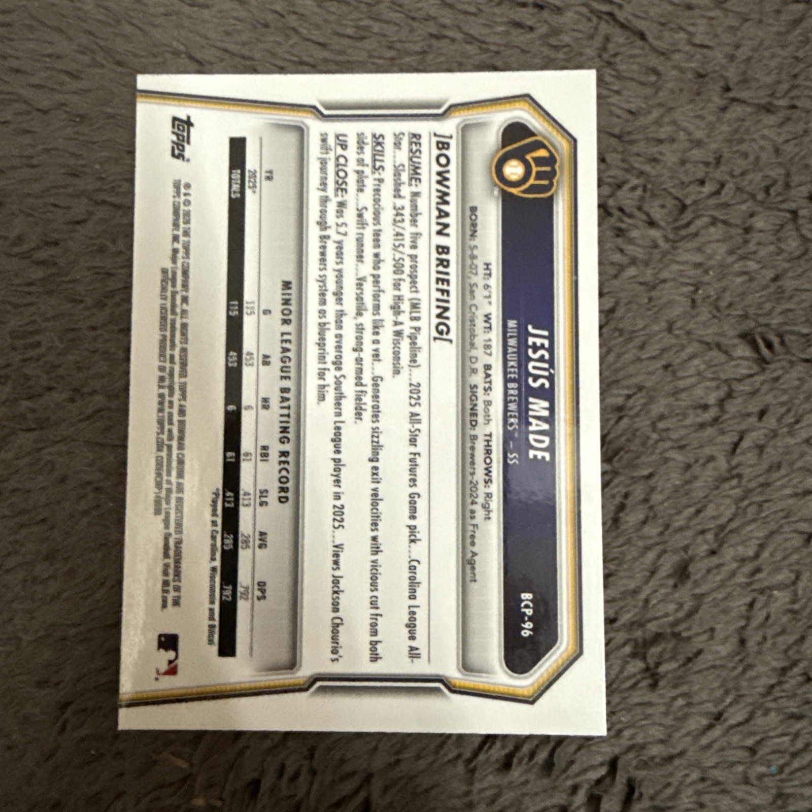 2026 Bowman Mega Jesus Made Chrome Prospect Fuschia Mojo Refractor /299