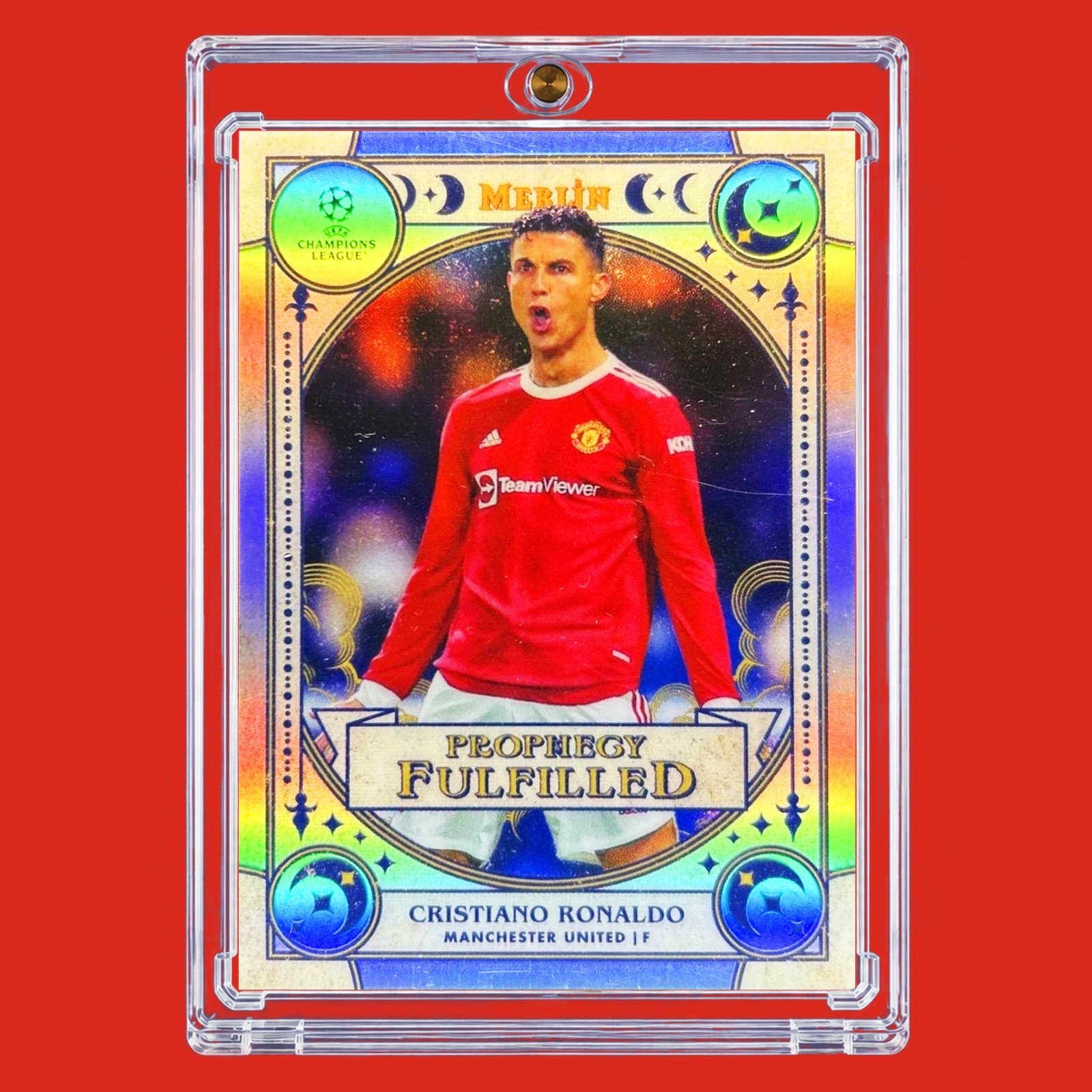 Cristiano Ronaldo SILVER MOON REFRACTOR PRIZM SP Insert Rare UEFA Card Portugal