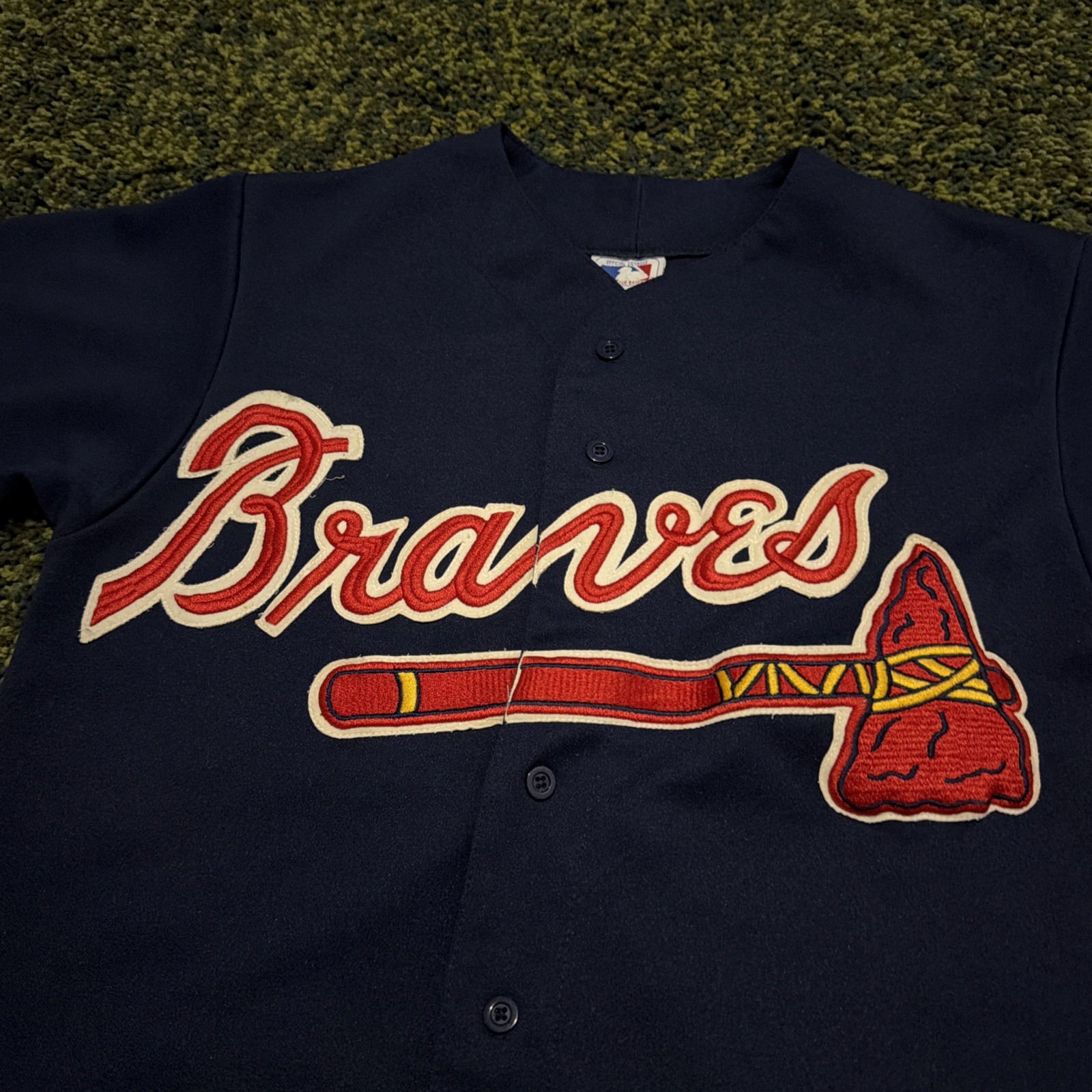 Vintage MLB Atlanta Braves Button Up Baseball Jersey Men’s Size Medium