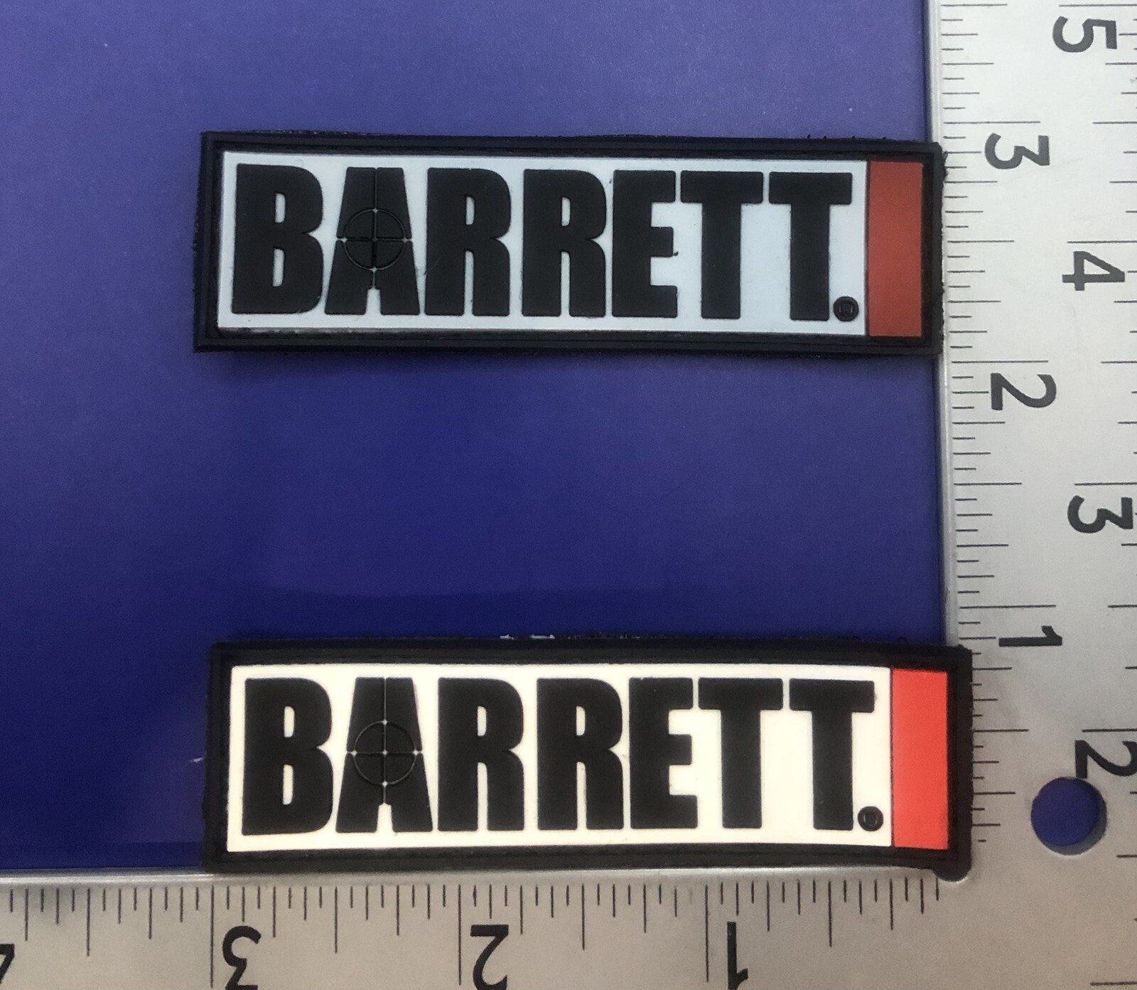 Barrett Firearms 1”x3” White Background hook back (white) PVC PATCH