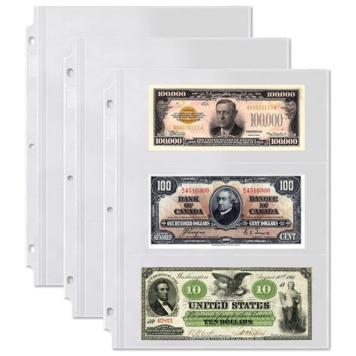 Archival Quality 3-Pocket Currency Sleeves – Acid-Free Storage for Collectibles