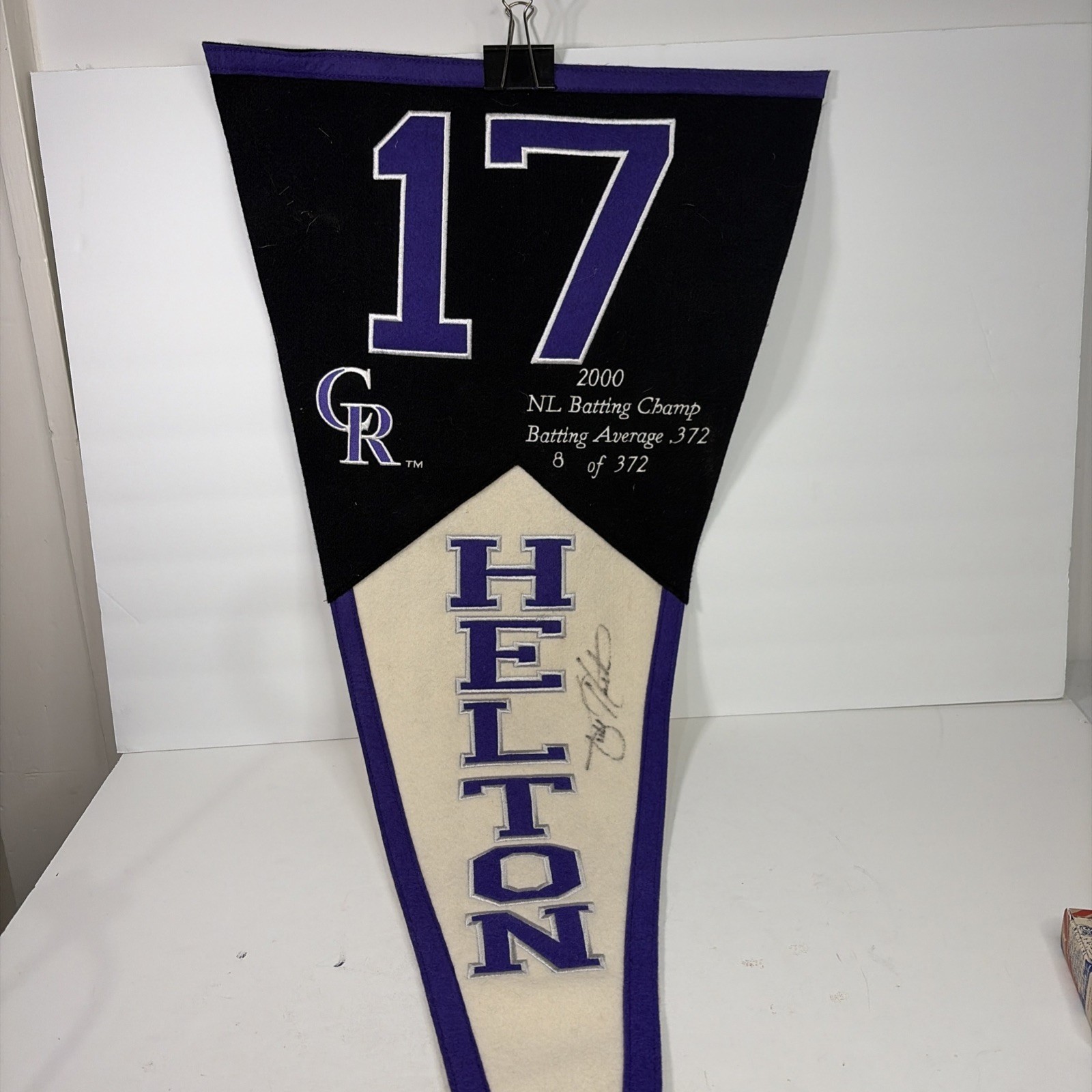 Autographed Todd Helton Pennant 2000 NL Batting Champion 8 Of 372