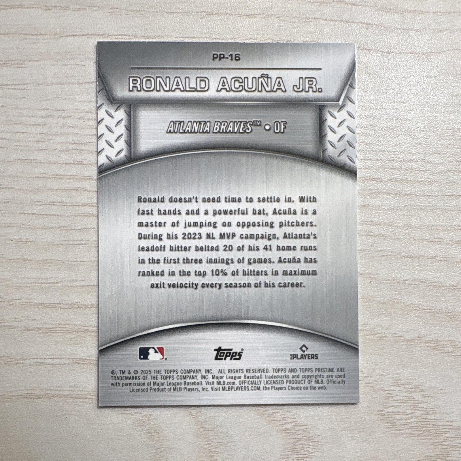2025 Topps Pristine Plated & Polished Ronald Acuña Jr Braves #PP-16 22/75