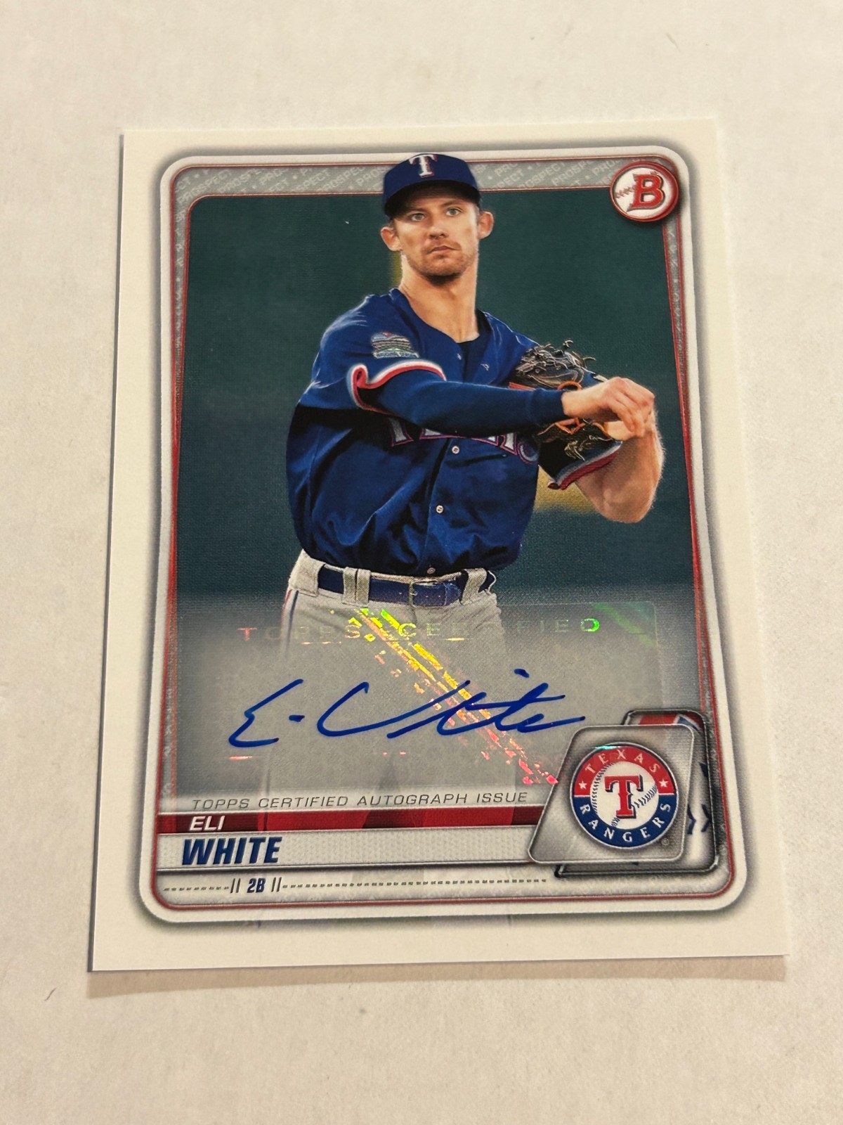 2020 Bowman Eli White Paper Prospect Auto Rangers