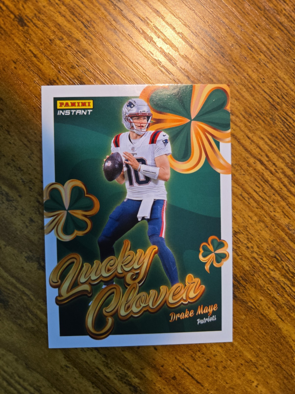🍀Panini 2025 Instant Lucky Clover Coin Insert Drake Maye Patriots #3 RARE🍀