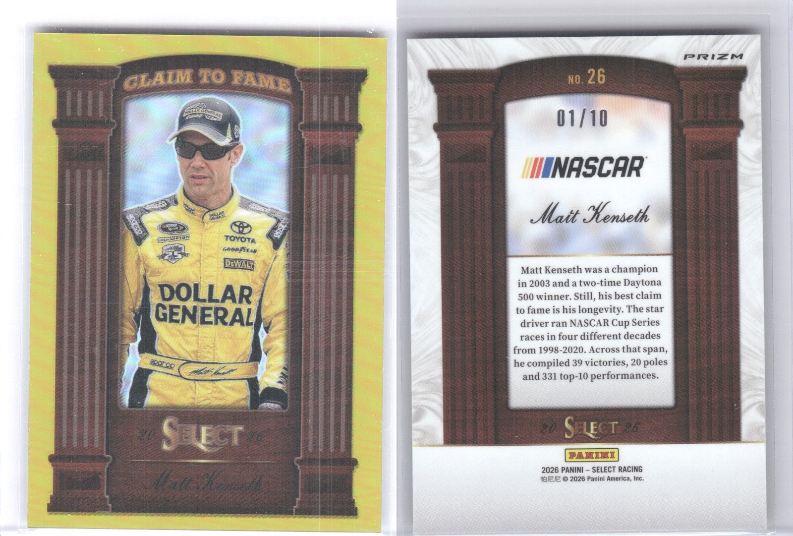 2026 Panini Select Racing Matt Kenseth #26 NM