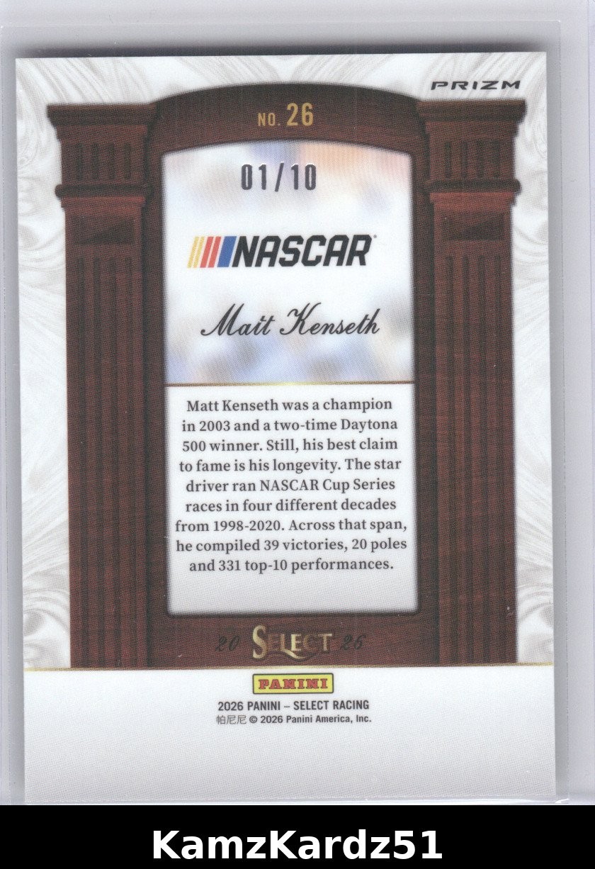 2026 Panini Select Racing Matt Kenseth #26 NM