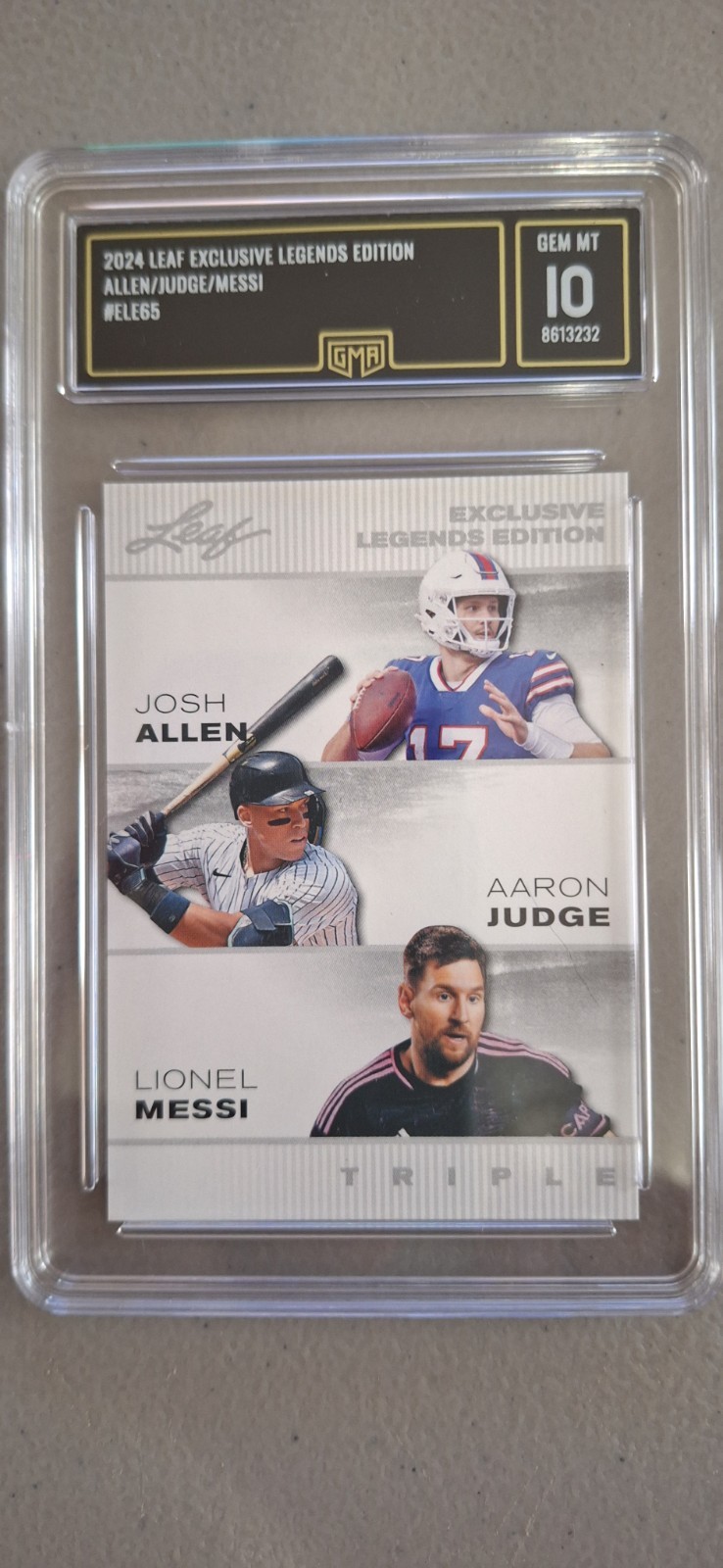 2024 Leaf Exclusive Legends Edition Allen/Judge/Messi #ele65 GMA Gem Mt 10