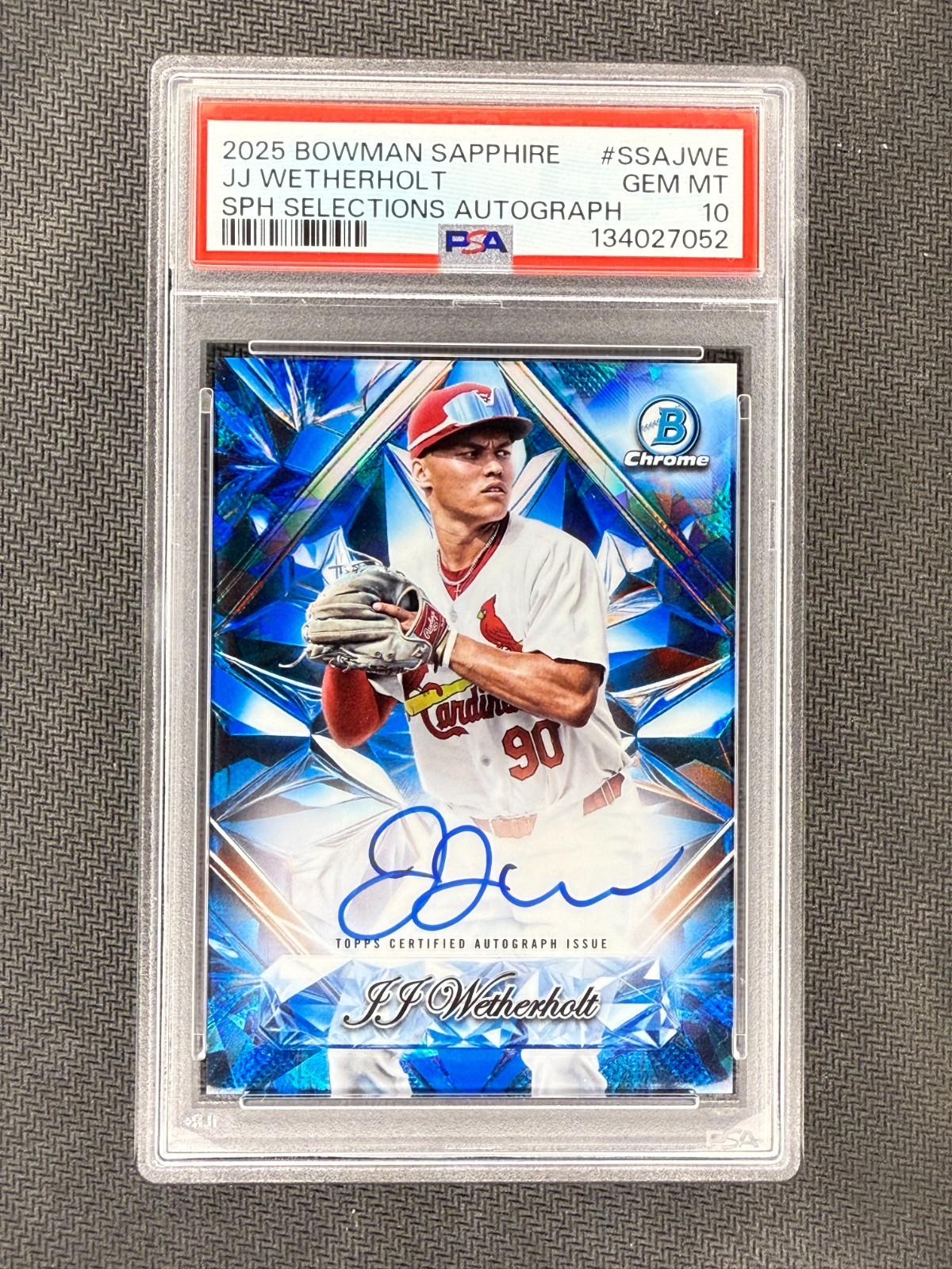JJ WETHERHOLT 2025 Bowman Chrome Sapphire Selections AUTO PSA 10 Cardinals